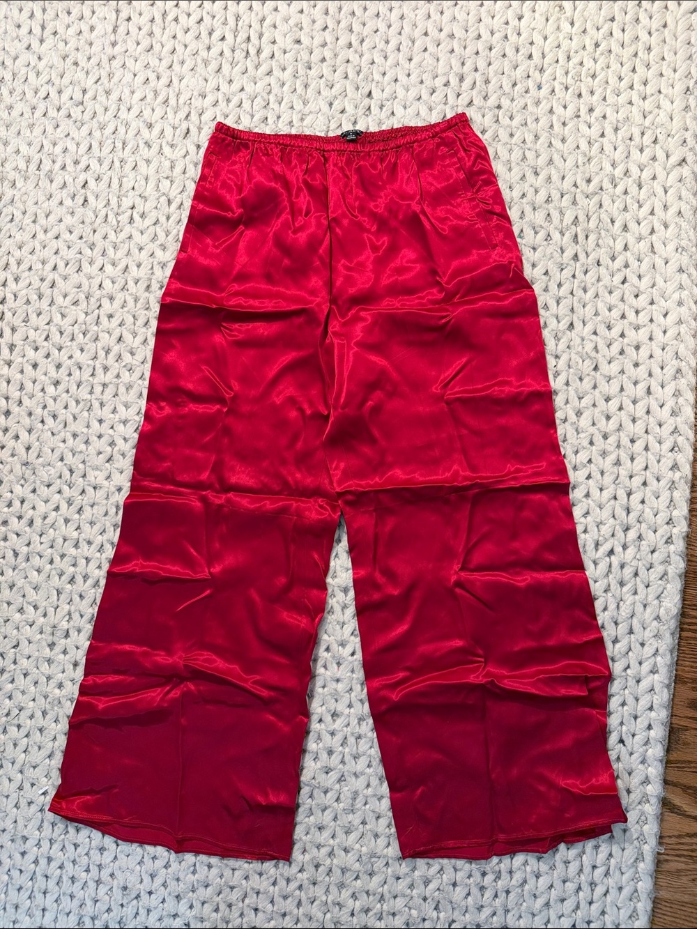 J. Crew Red Satin Wide-Leg Pants